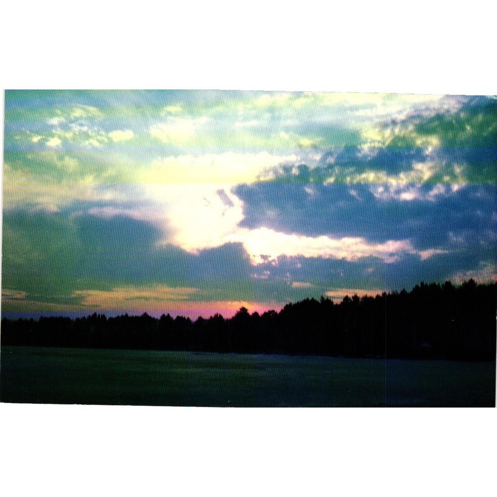 Camp Luther Three Lakes Wisconsin Range Line Lake Sunset Vintage Postcard Artvue