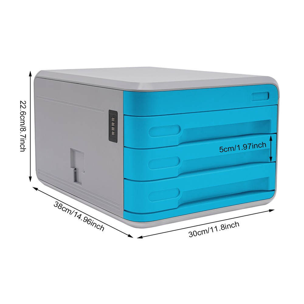 Desktop Storage Cabinet With 3 Drawers, Office Organizer For Stationery Supplies