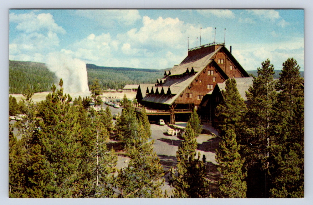 Vintage Postcard Old Faithful Inn Yellowstone National Park Upper Geyser Basin