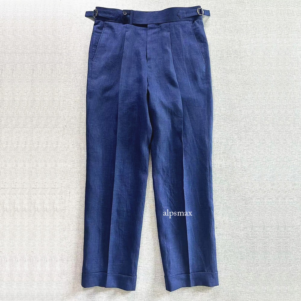 Men's Linen Gurkha Trousers with Adjustable Waist
