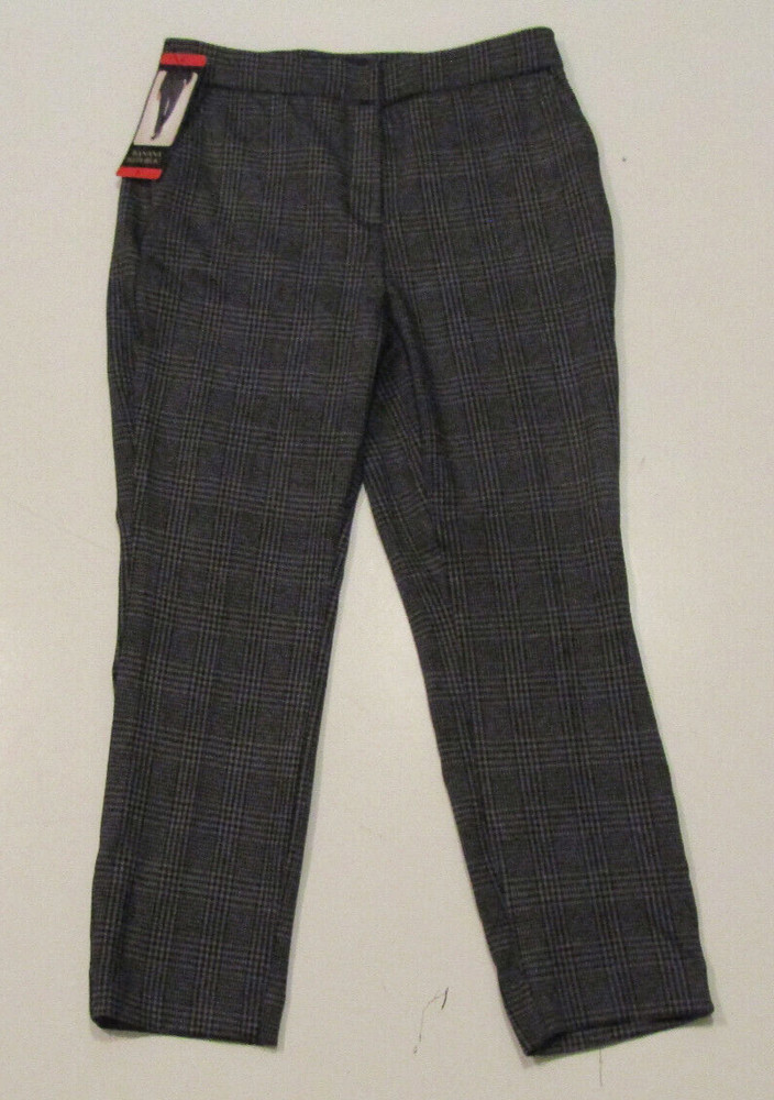 BANANA REPUBLIC Black Gray Plaid Ponte Dress Pants Sz 8 NWT Womens