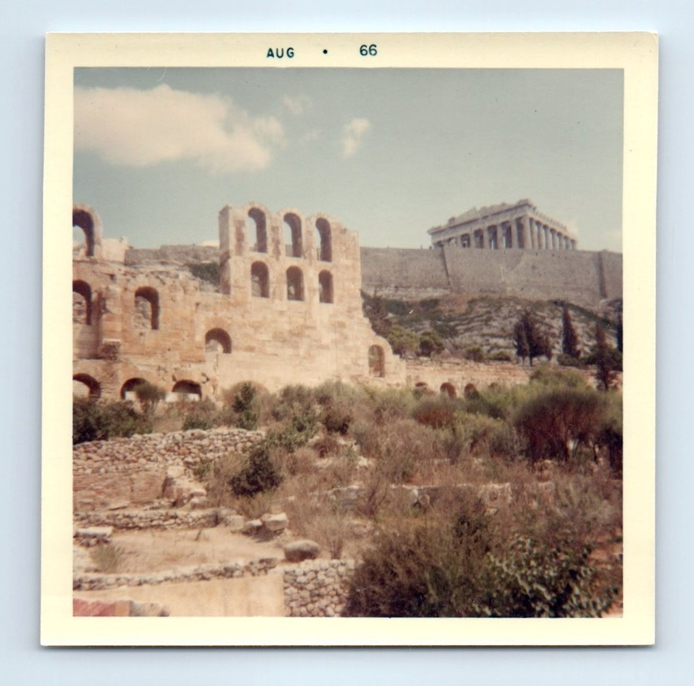 Old Vintage Square Color Photo THEATRE PARTHENON ATHENS ANCIENT GREECE 1966