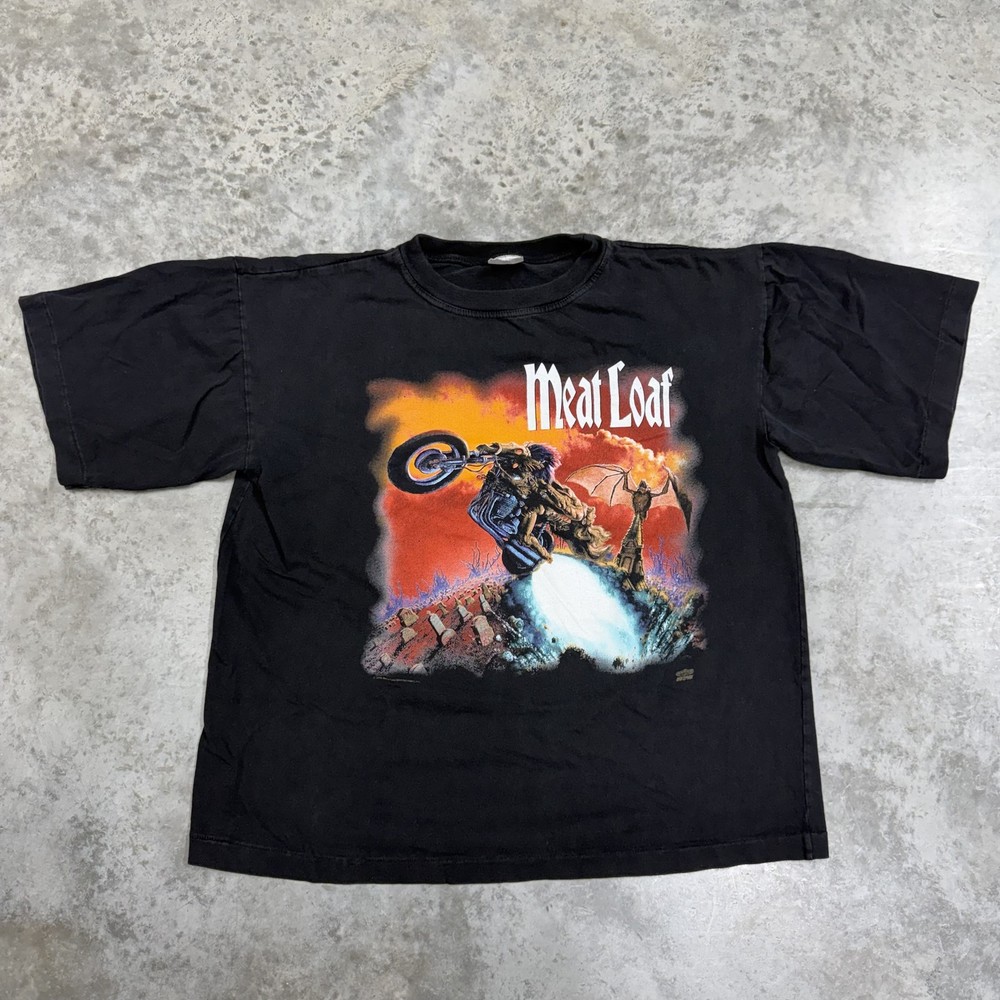 Vintage Meat Loaf Shirt Mens XL Black World Tour 1996 Motorcycle Graphic Tee