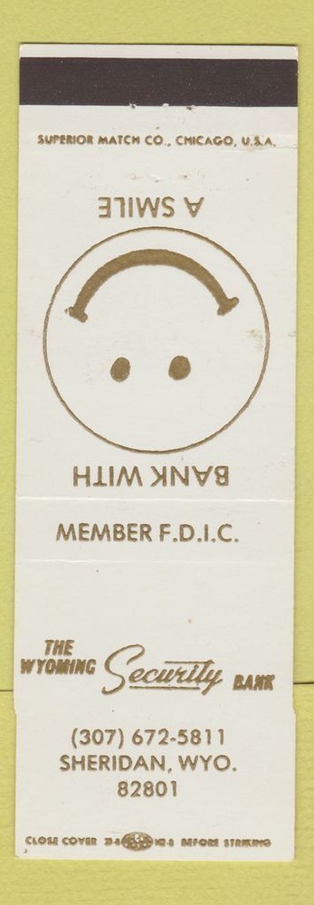 Matchbook Cover - Wyoming Security Bank Sheridan WY