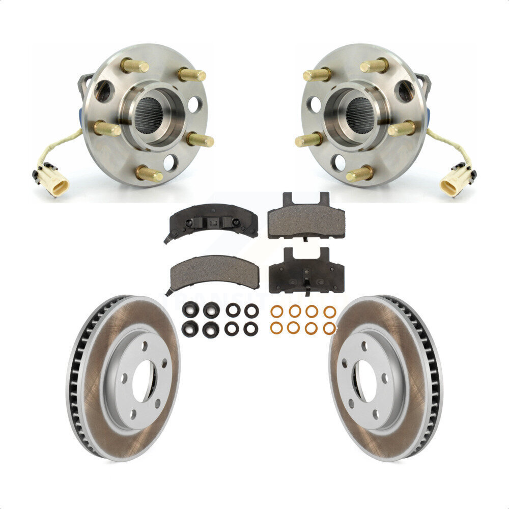 Cadillac DeVille Fleetwood Front Hub Bearing Coated Rotor Brake Pad Kit  