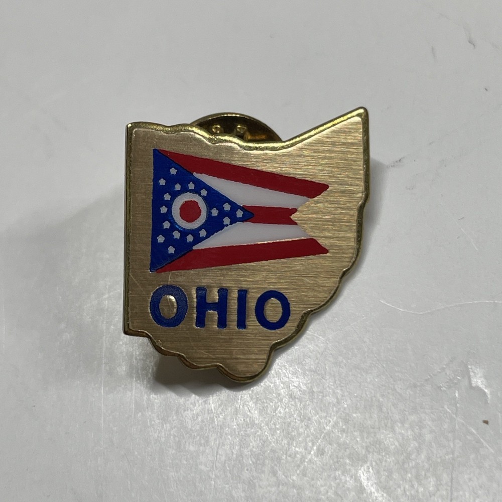 Ohio US USA State map outline shape flag logo lapel pin jacket hat shirt vest