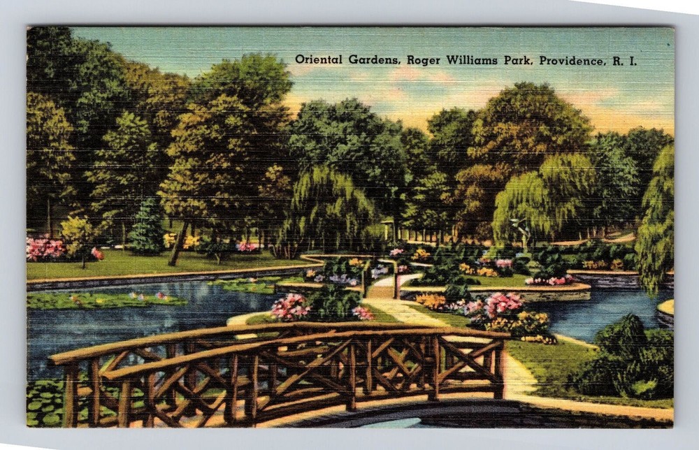 Providence RI-Rhode Island, Gardens, Roger Williams Park Vintage Postcard