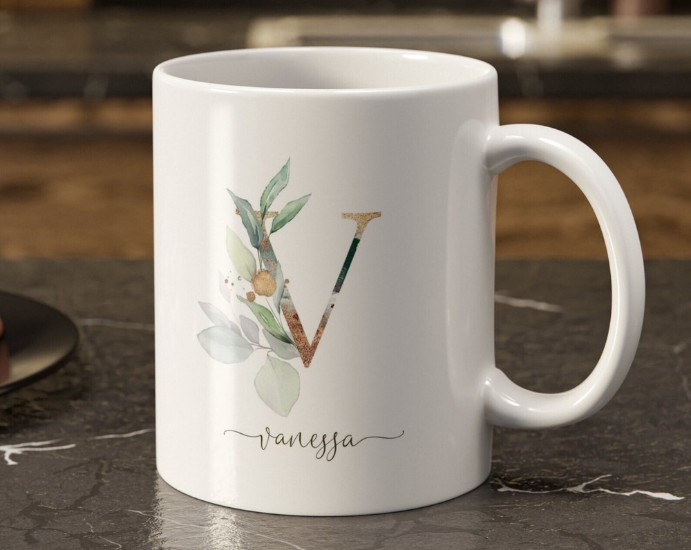 Personalized Fresh Floral Monogram Mug