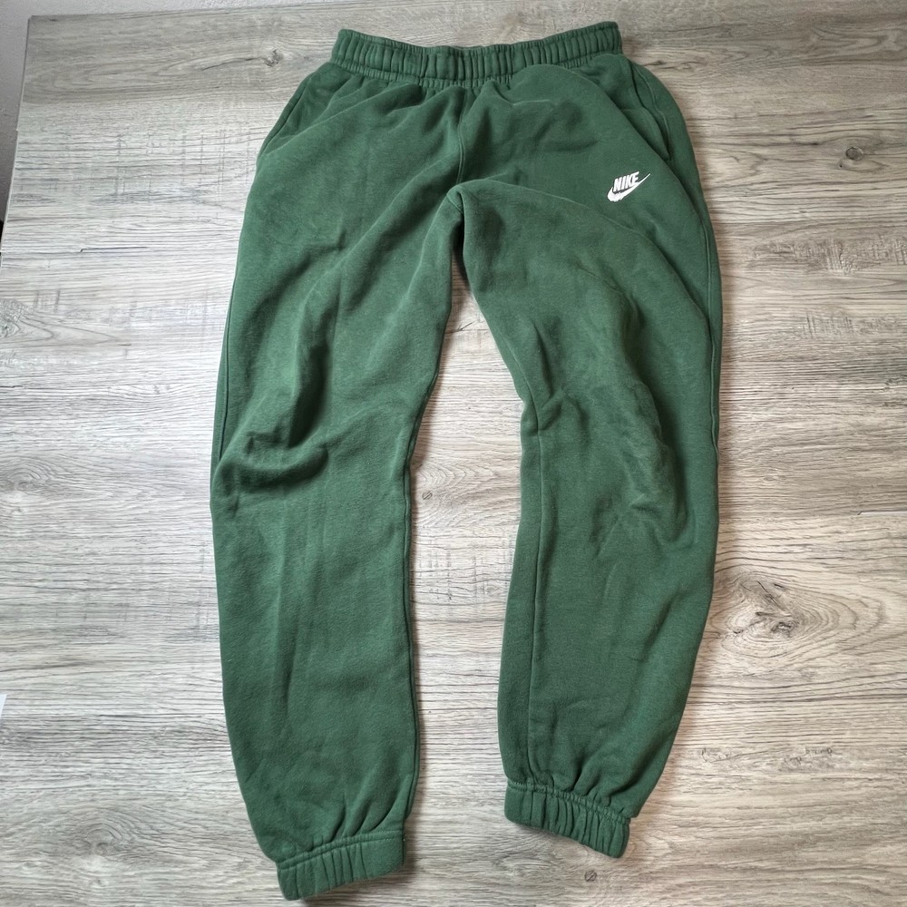 Nike Joggers Mens Large Green Fleece Cuffed Sweatpants Embroidered Swoosh L79