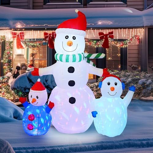 6 FT Christmas Inflatable Snowman Outdoor Decorations, Blow up Snowman Built