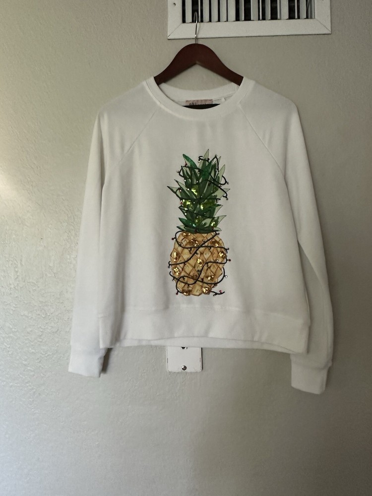 Philosophy Women’s Christmas Sweater Pineapple Crew Neck Sweatshirt Size XS