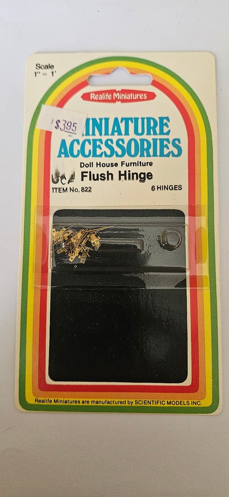 Vintage Realife Miniatures Dollhouse Flush Hinges/6pc #822  1:12 scale