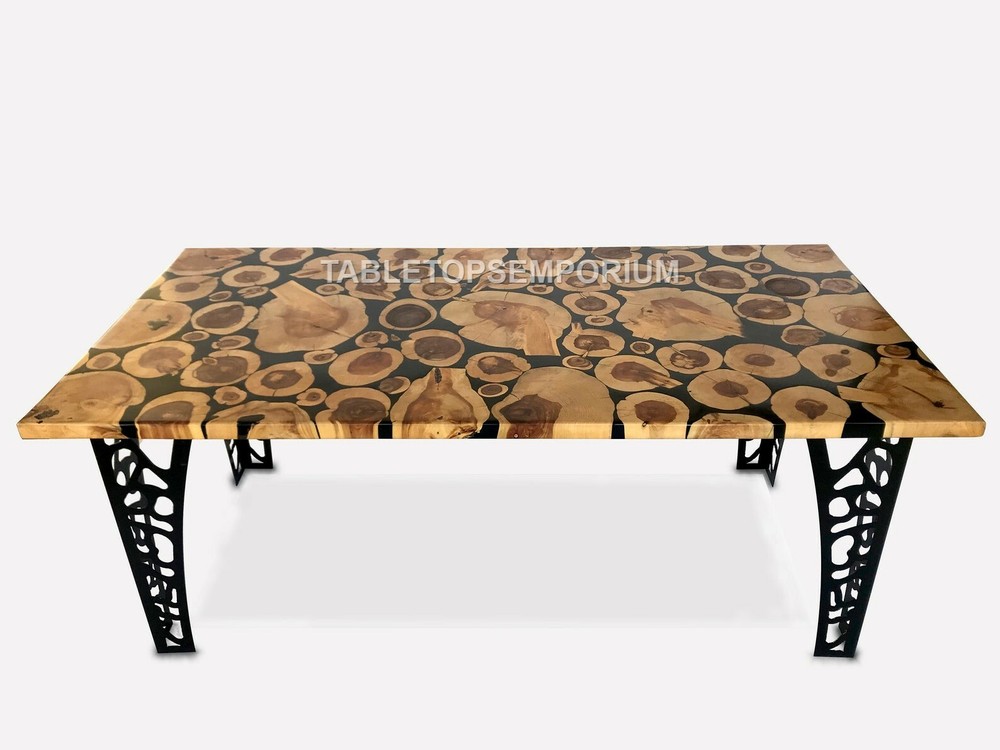 Abstract Acacia Wood Resin Tabletop Slab for Kitchen Dining Sofa Decor-image
