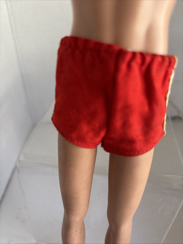 Barbie Ken Vintage Red Swim Shorts With White Stripe For Doll May Smell Musty