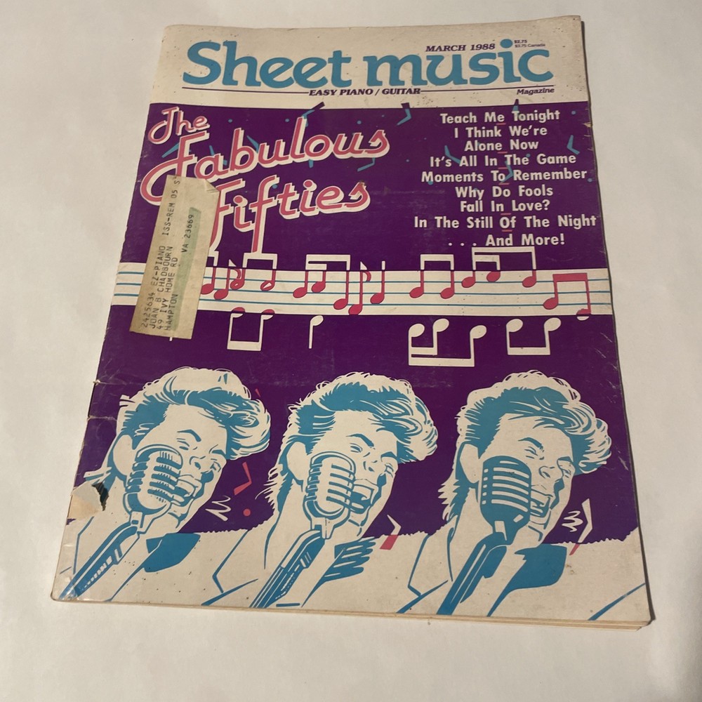 Sheet Music Magazine The Fabulous Fifties Easy Piano Guitar March 1988