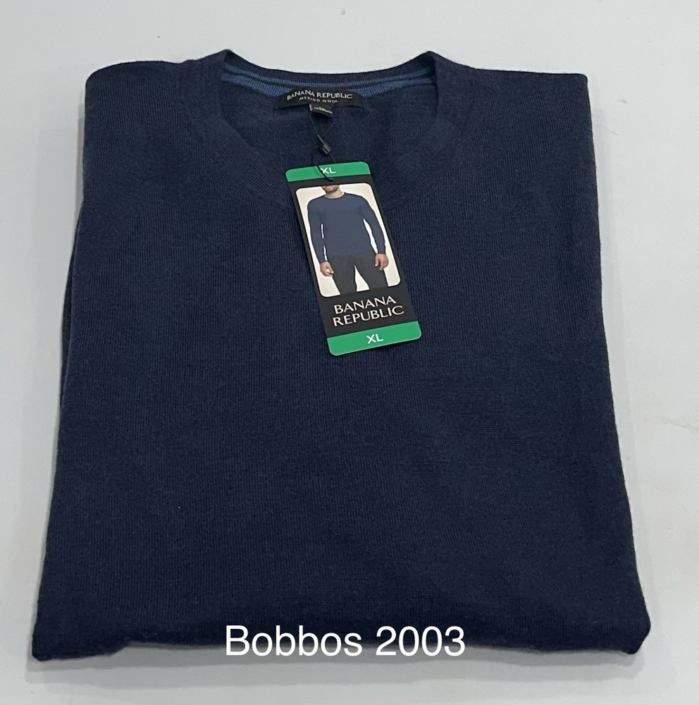 Banana Republic Men’s Merino Wool Crew Neck Sweater, Blue, Size XL