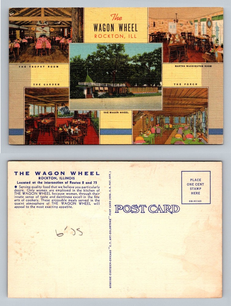 Rockton, IL-Illinois, The Wagon Wheel Restaurant Dining Rooms Vintage Postcard