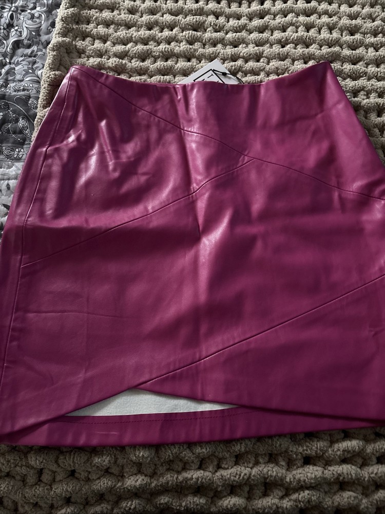 Unbranded Faux Leather Pink Mini Skirt Size Med Womens