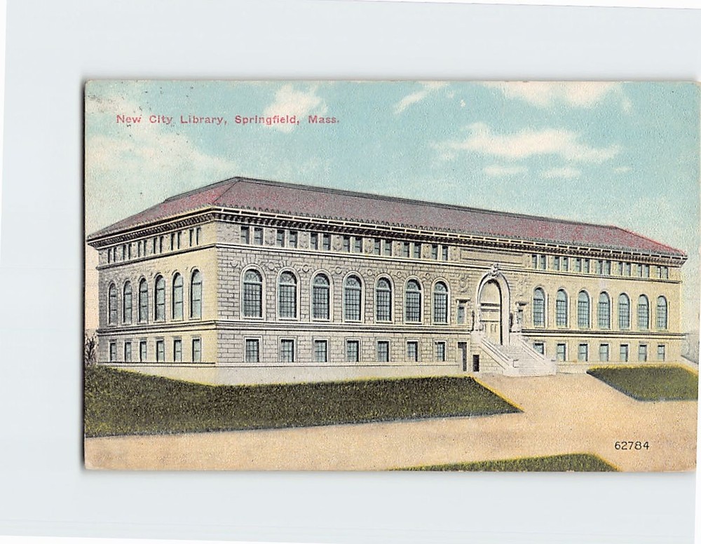 Postcard City Library Springfield Massachusetts USA
