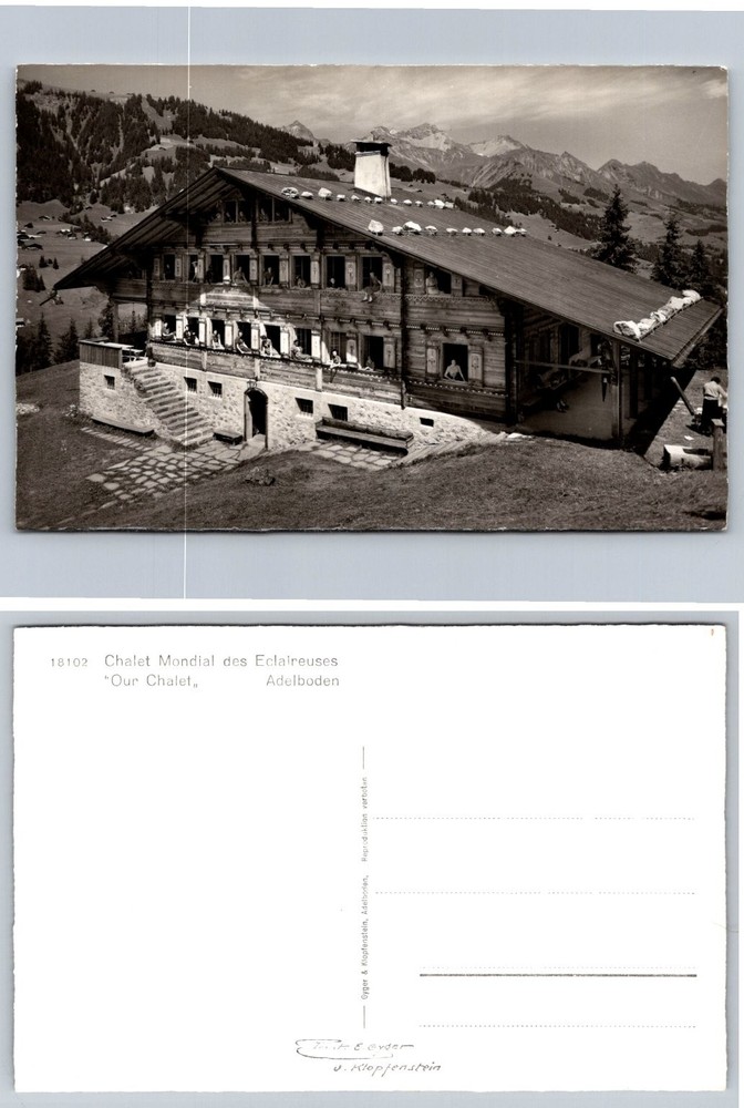 Adelboden Switzerland Our Chalet Mondial des Eclaireuses RPPC Postcard