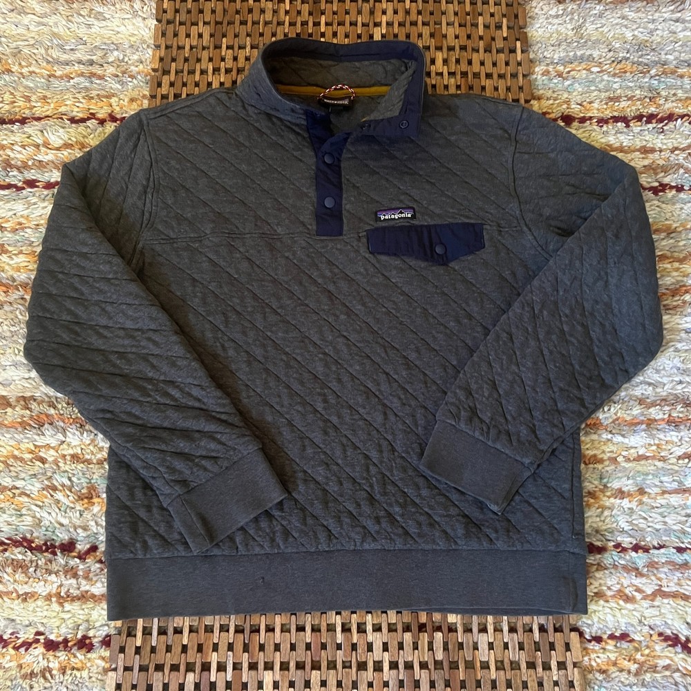 Patagonia Diamond Quilted Snap T Grey Blue Men's Size Medium M