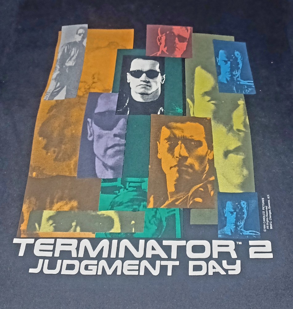 1991 Terminator 2 Arnold Schwarzenegger Vtg Black Movie T-Shirt Tee Size Xl🔥