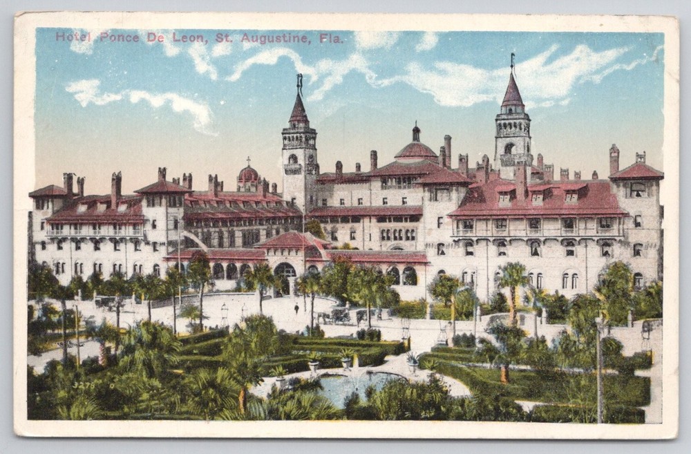 Hotel Ponce De Leon St. Augustine FL Vintage Postcard Spanish Architecture