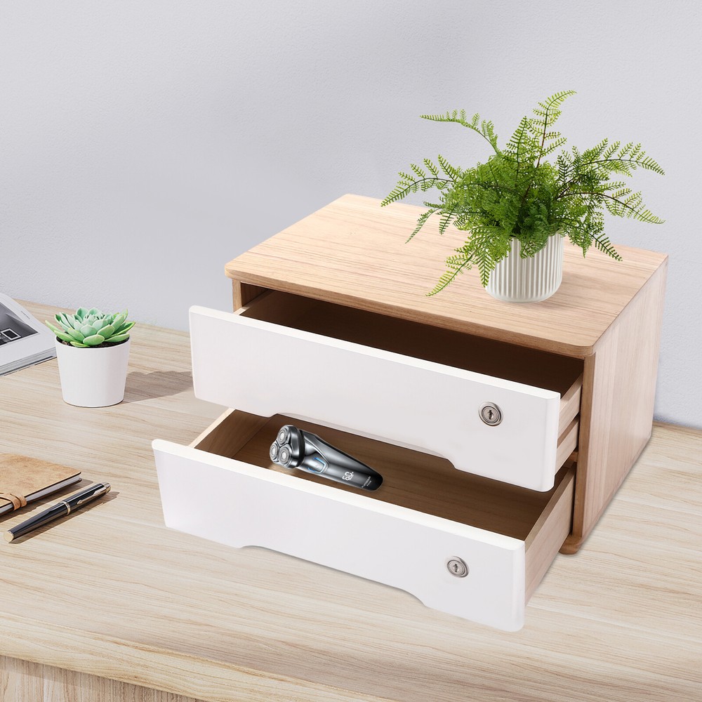 Lockable Desktop Storage Box and Desk Organizer with Secure Drawers