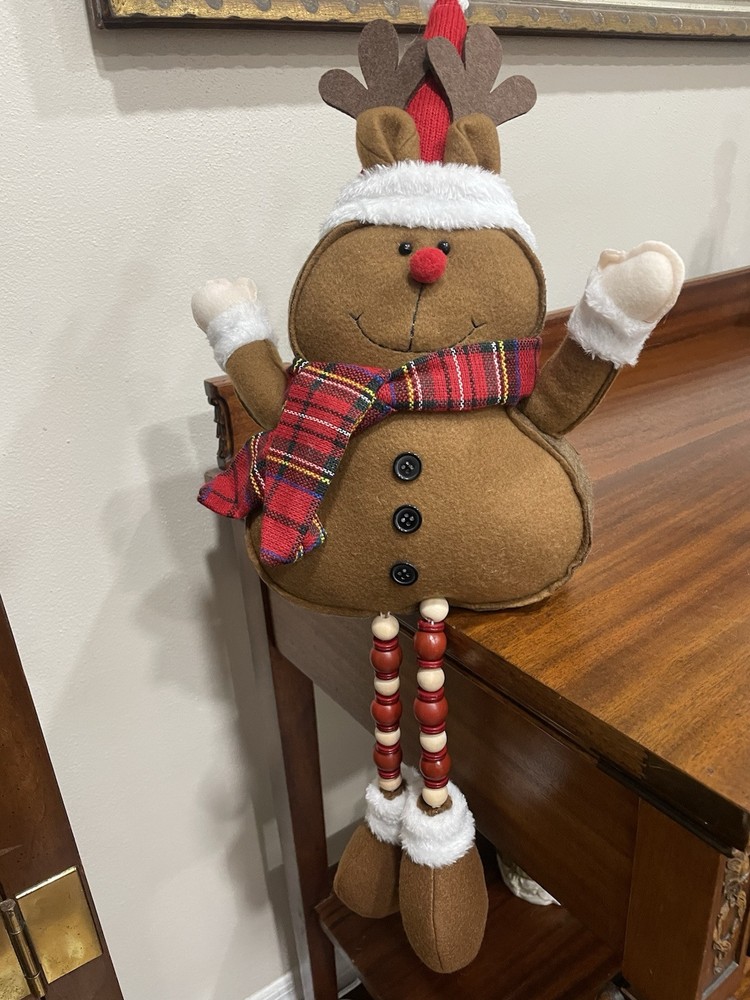 Christmas Holiday Reindeer Shelf Sitter 22” Tall Weighted Bottom NWT