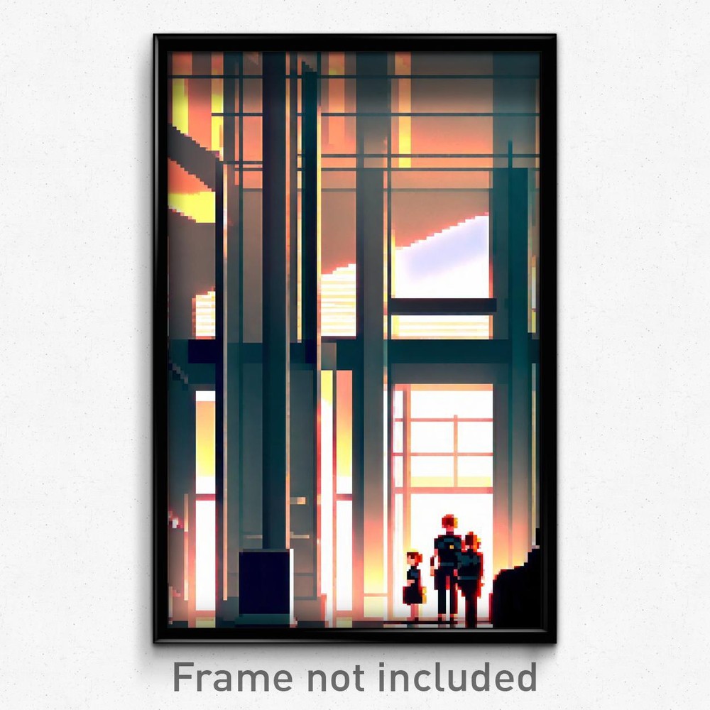 Pixel Art Poster - Superb School (8 Bit Psychedelic Trippy Video Game Print)