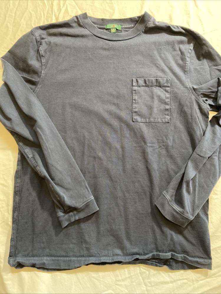 J.Crew Mens Long Sleeve Pocket T-Shirt Blue Cotton Casual Tee Size M