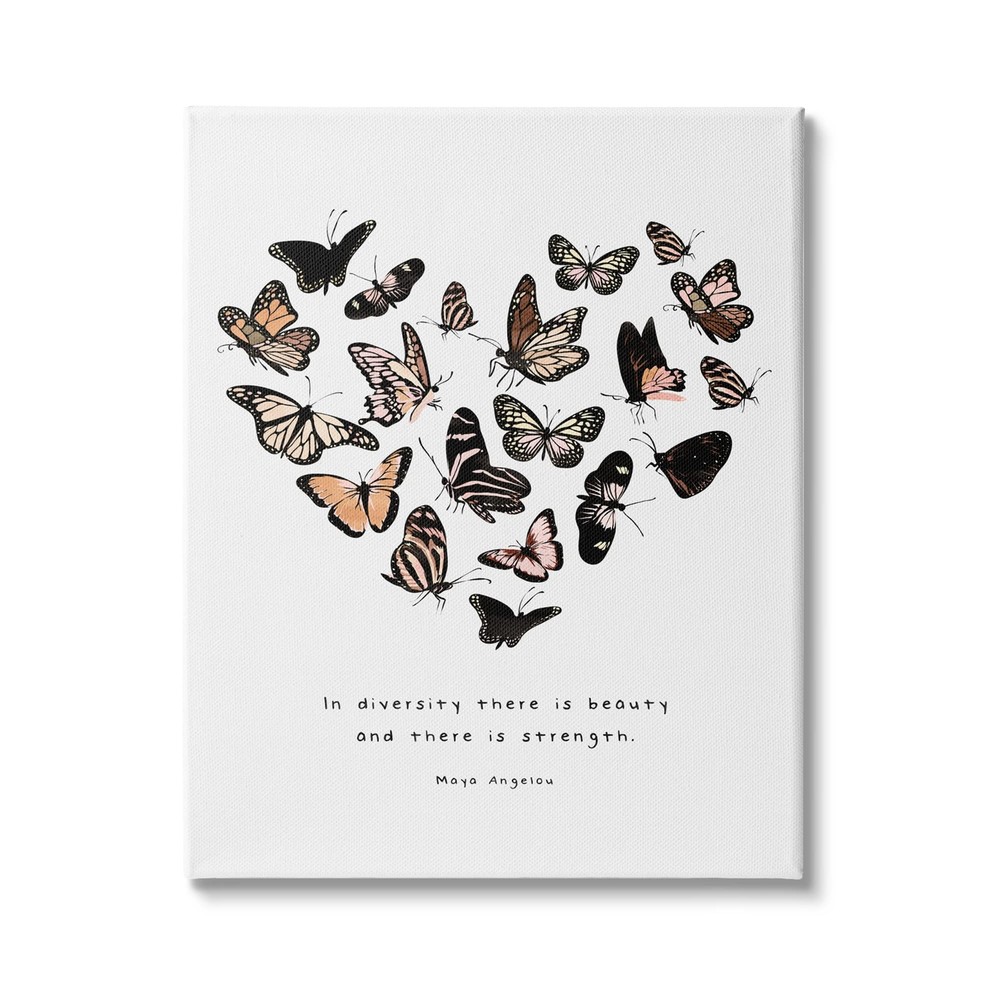 in Diversity There's Beauty and Strength Butterfly Heart Canvas Wall Art, 16 ...