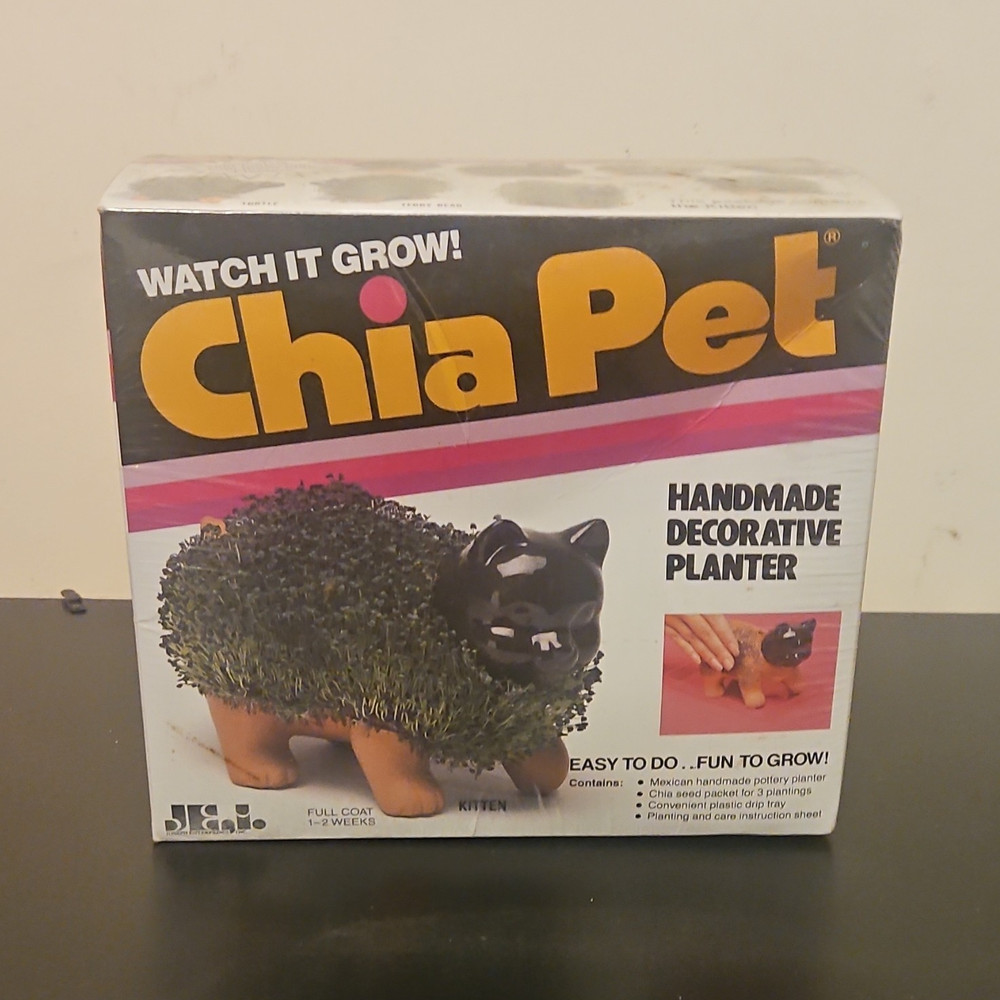 Vintage 1994 Chia Pet Kitten Sealed New Old Stock Cat Planter