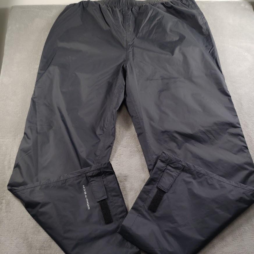Columbia Pants Mens Large Black Omni-Tech Rain Pants Waterproof Nylon Drawstring