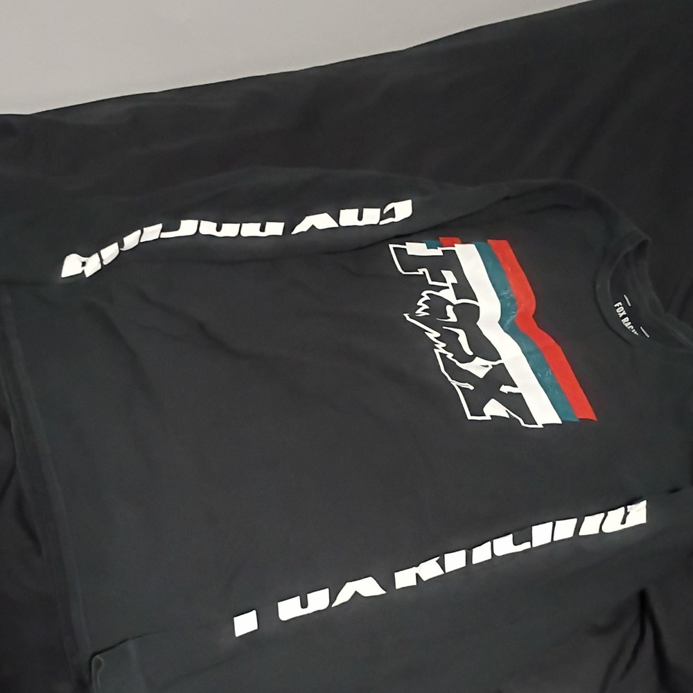 Fox Racing Men's Black Long Sleeve Graphic Logo Crew Neck T-Shirt Size XL
