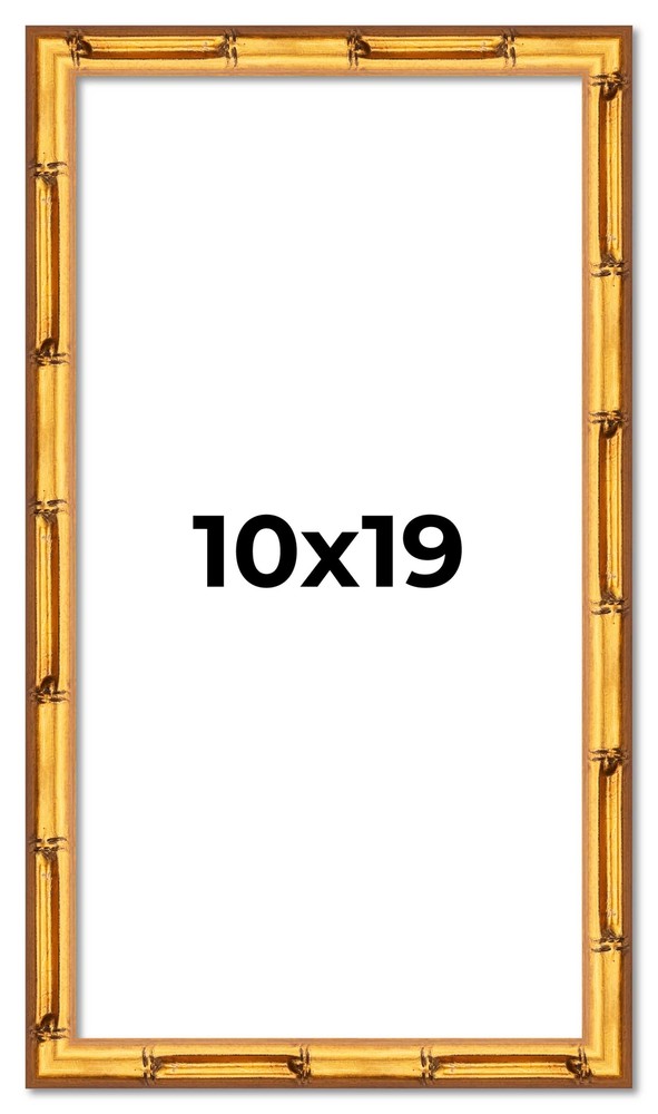 10x19 Frame Gold Bamboo Solid Wood Picture Frame | 1 Inch Moulding Width | Inter