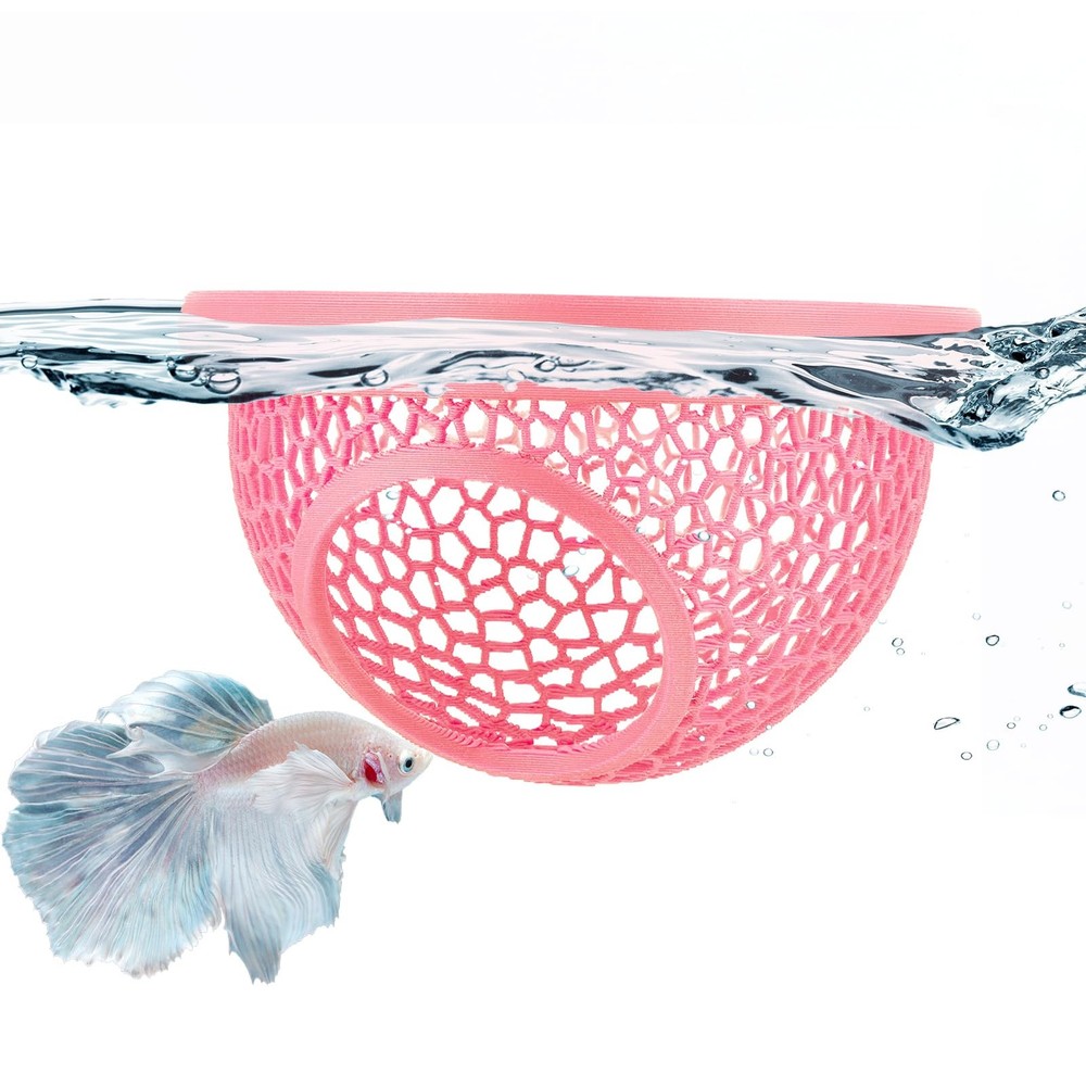 sicutoz Pink Floating Betta Hide & Shrimp Cave – 3D Printed Aquarium