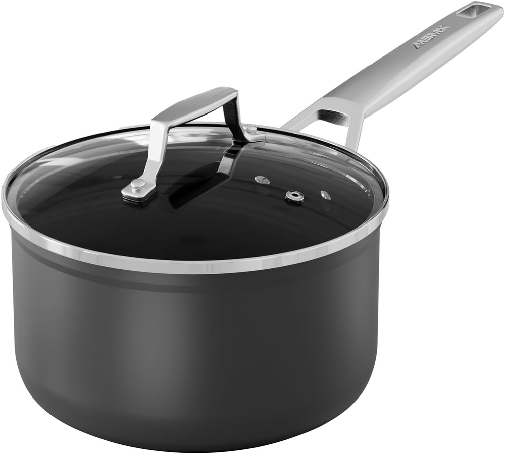 2.5 Quart Sauce Pan with Lid, Stay-Cool Handle, Burnt Also Nonstick, Scratch-Res