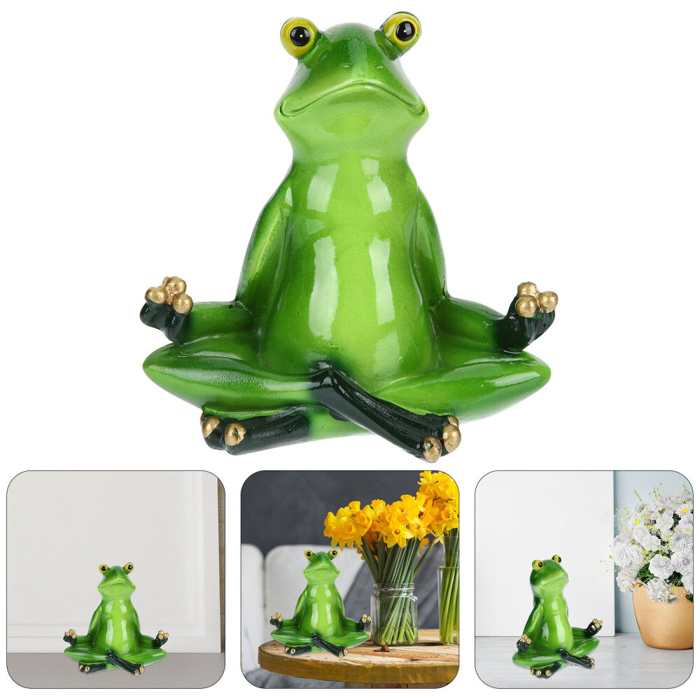 Frog Garden Solar Statue Yoga Outdoor Ornaments Green Office