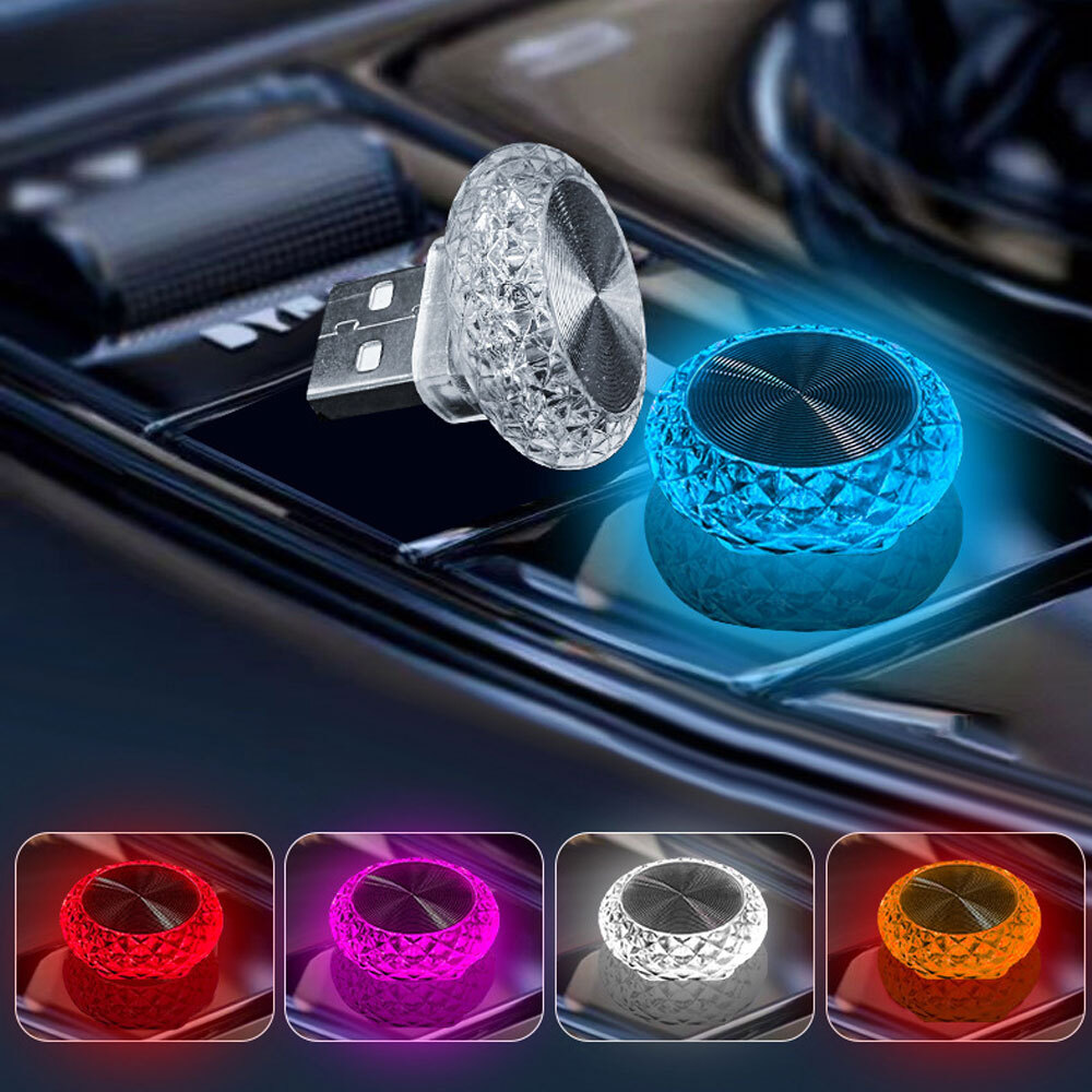 3x USB LED Car Lights Interior Atmosphere Ambient Light Bright Lamp Accessories