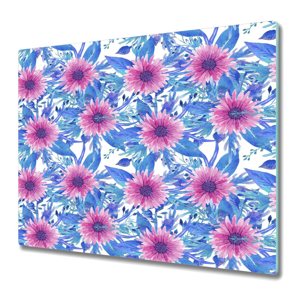Glass Surface Protector Worktop Saver Cold and Pink flowers floral 60x52