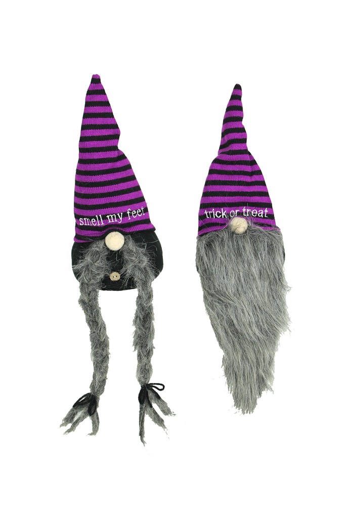 Set of Two Trick Or Treat Gnomes Plush Shelf Sitters Halloween Home Decorations