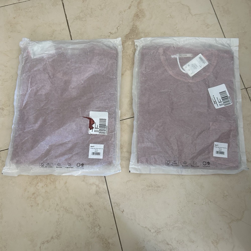 MARINE LAYER Marsala Lot Of 2 Garment Dye Vintage Heavy Slub Pocket Tee Shirt M