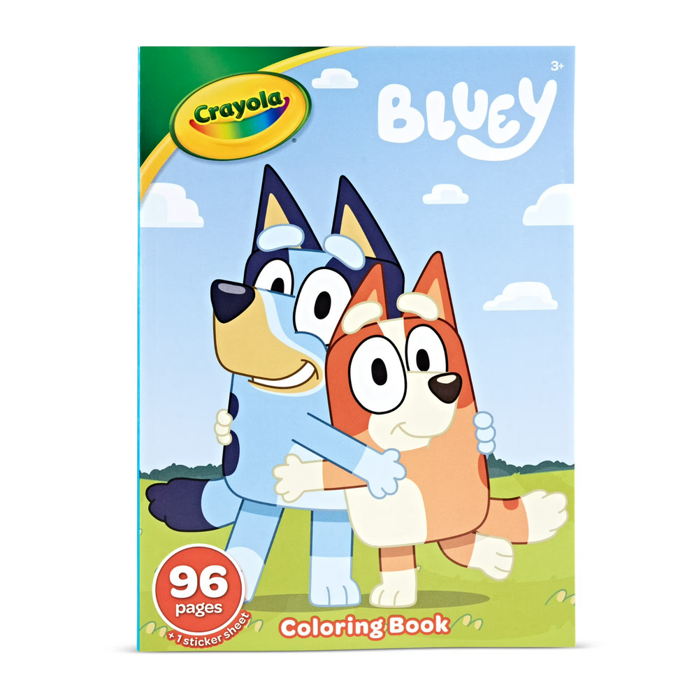 Crayola Bluey Coloring Book with Sticker Sheet, 96 Pgs, Arts and Crafts