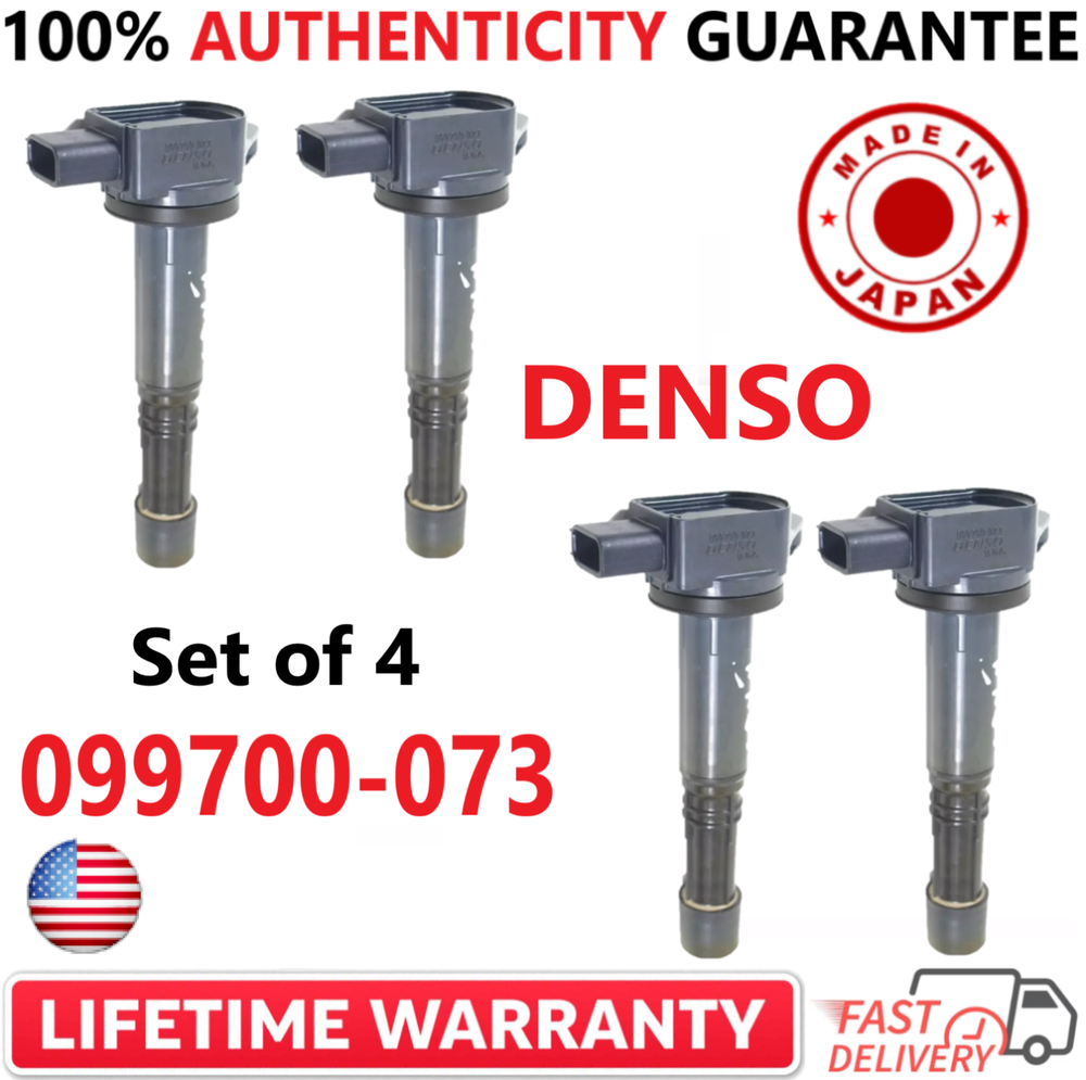 x4 OEM DENSO Ignition Coils For 2002-2011 Honda 2.0L I4,  2.4L I4, 099700-073