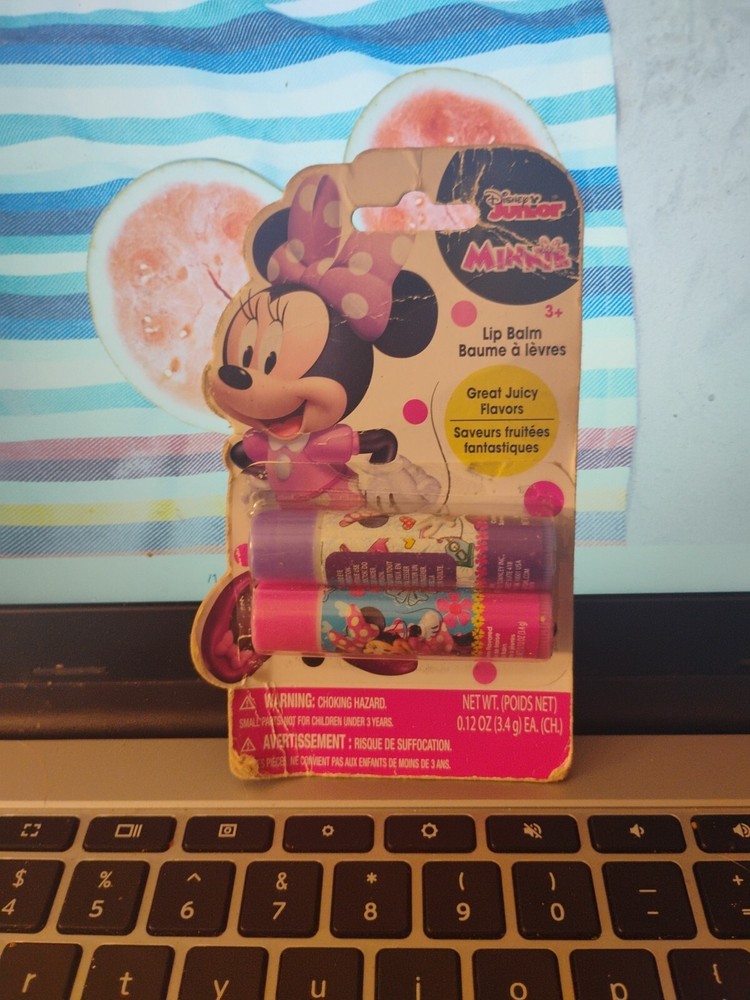 @2 Full Size Sticks Of Disney Junior MINNIE Lip Balms Strawberry & Cotton Candy