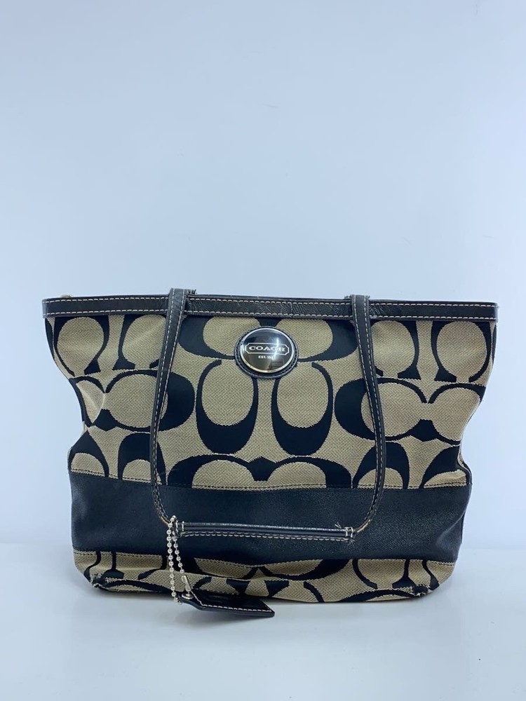 COACH Signature Canvas Tote Bag in Black All-Over Pattern  