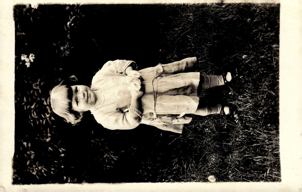 C1910s Antique Portrait Little Girl Holding Flowers Fashion RPPC Postcard