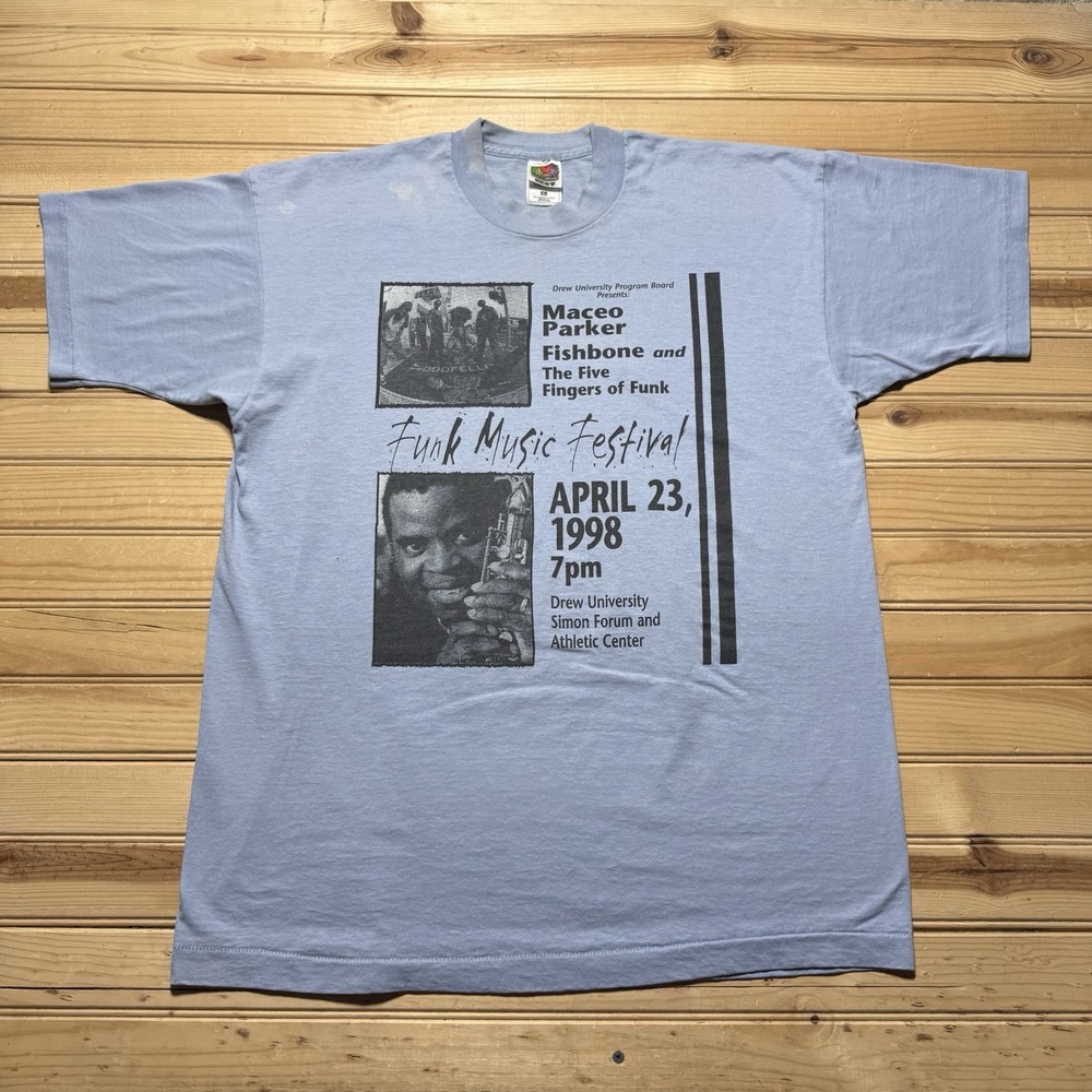 Vintage 1998 Drew University Funk Festival T-Shirt Maceo Parker Fishbone Size XL