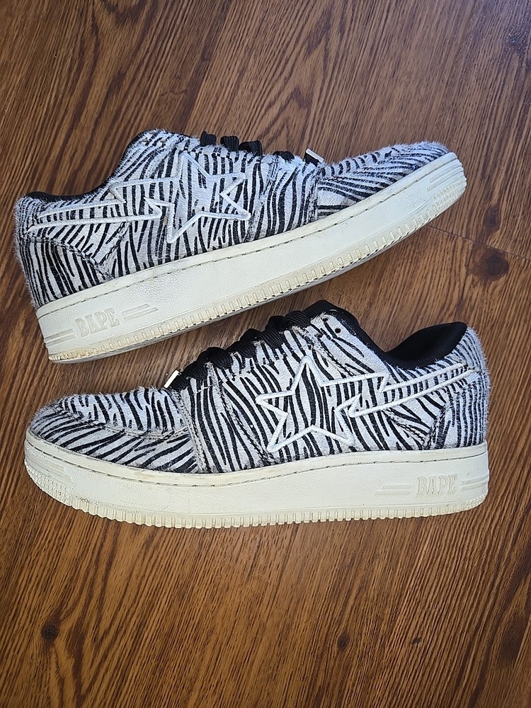 Size 9 - A Bathing Ape Bapesta M2 Low 20th Anniversary Pack - Zebra Preloved Con